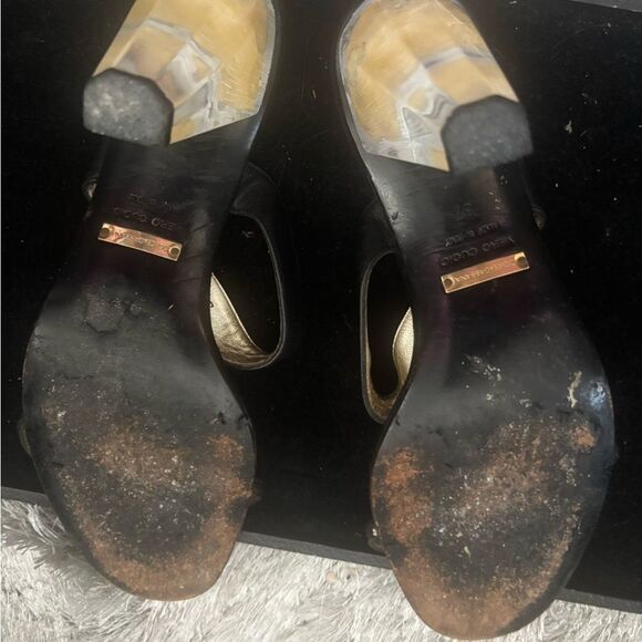 Dolce & gabbana dress shoes clear block heels vintage sandals strappy open toe - Picture 7 of 11